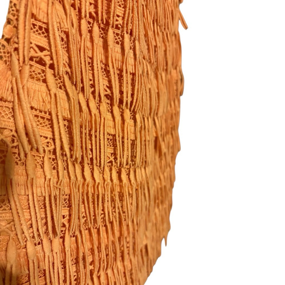 Anthropology Let Me Be Strapless Coral Fringe Mini Dress XXS - Picture 3 of 10